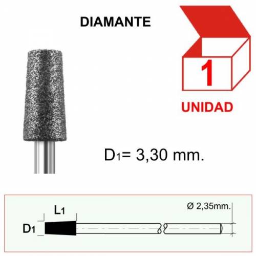Fresa Diamantada Cónica 3,30mm. C/1
