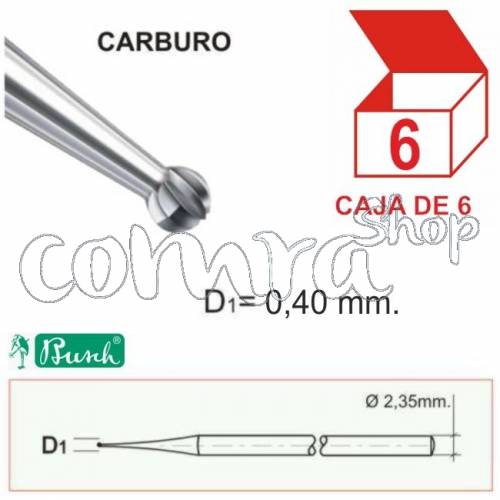 Fresa Carburo Redonda 0,40mm. C/6