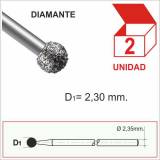 Fresa Diamantada Redonda 2,3 mm. C/2