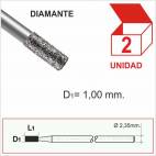 Fresa Diamantada Cilíndrica 1,0 mm. C/2
