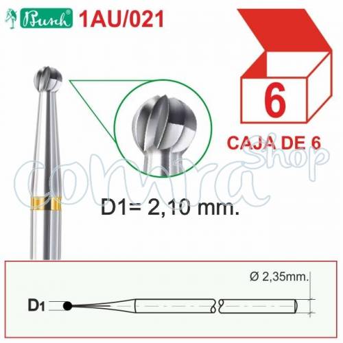 Fresa carburo Redonda Fig. 1AU 2,10mm. C/6