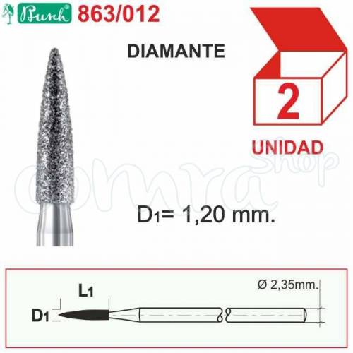 Fresa Diamantada P.Cónica 1,20mm. C/2