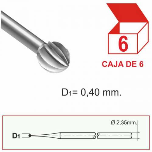 Fresa Acero Redonda 0,40mm. C/6