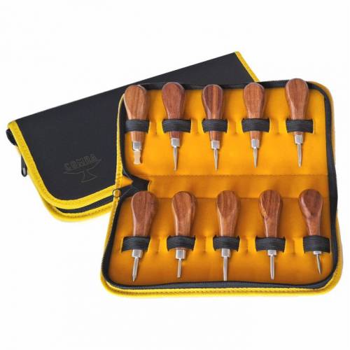 Punzón Empujador, mango madera. Juego de 10